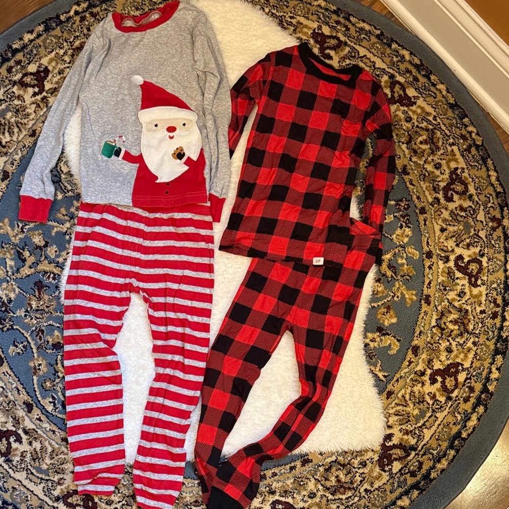 Kids Santa and Plaid Pajama Set 5t